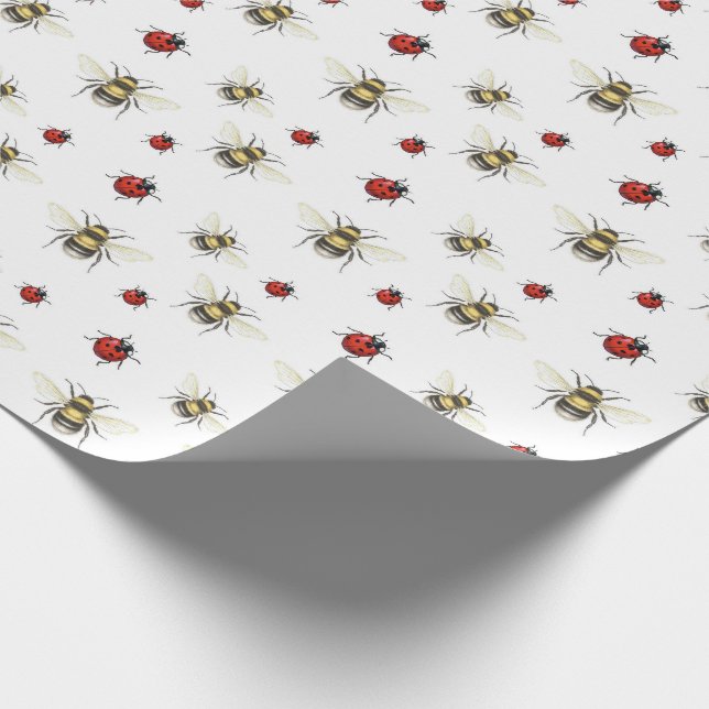Bumble Bee & Ladybird Wrapping Paper Geschenkwrake Geschenkpapier (Ecke)