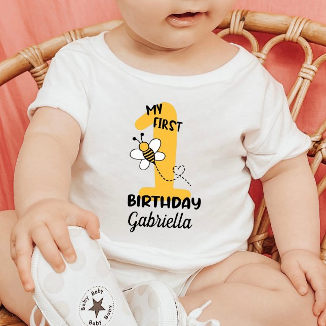 Bumble Bee My First Birthday Baby T-Shirt (Créateur téléchargé)