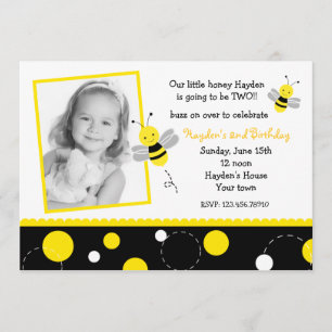 Bumble Bee Photo Invitations à la fête d'anniversa