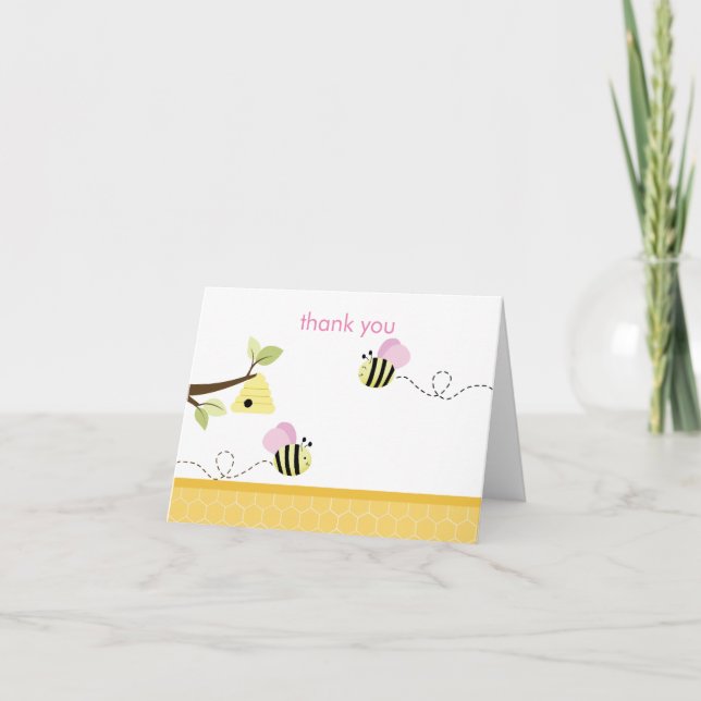 Bumble Bee Pink Flüge geklappt Danke Notiz (Vorderseite)
