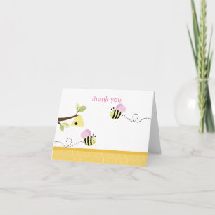 Bumble Bee Rose ailes pliées Merci Note