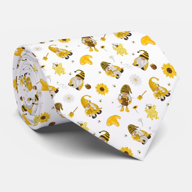 Bumble Bee Sunflower Jaune Cravate Gnome (Roulé)