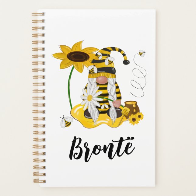 Bumble Bee Sunflower Personnalisé Gnome Planner (Devant)