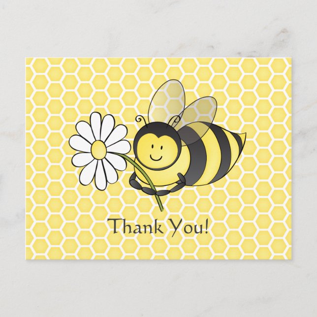 Bumble Bee with Daisy Merci carte postale (Devant)