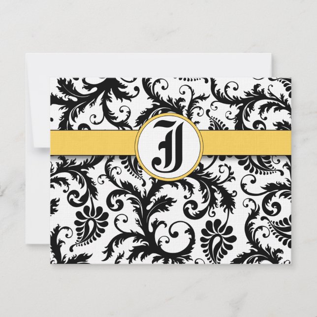 Bumble Bee Yellow Damask Carte de réponse (Devant)