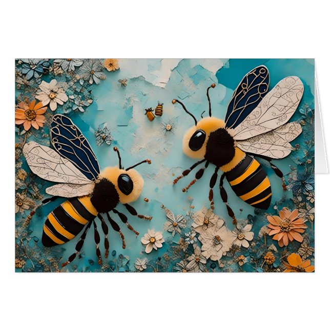 Bumble Bees Collage, Toute Occasion Blank Greeting (Devant horizontal)