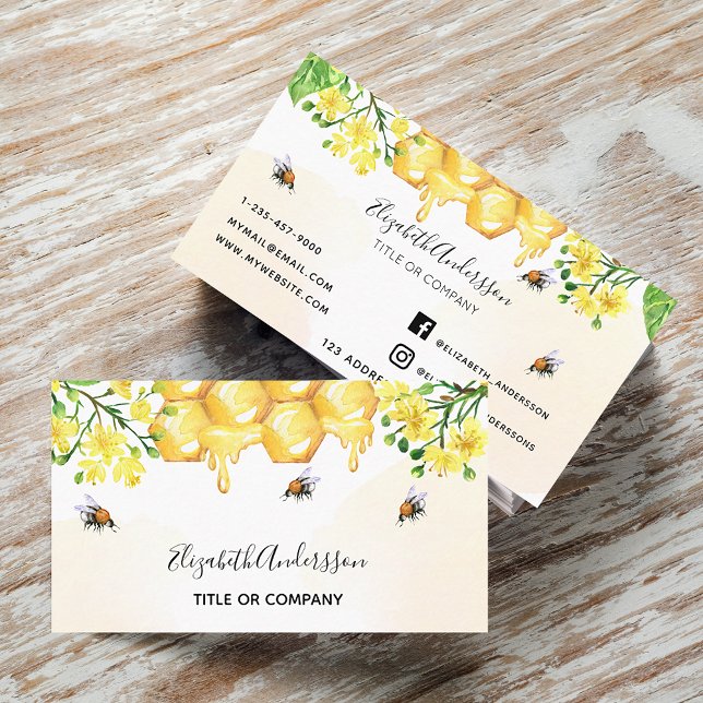 Bumble bees honey yellow florals  visitenkarte (Von Creator hochgeladen)