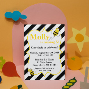 Bumble Bumble Bee Invitation de fête d'anniversair