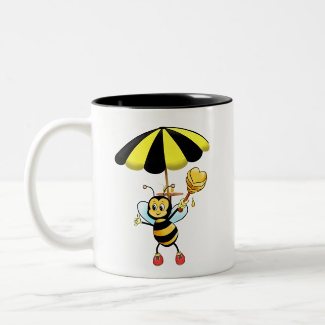 Bumble mignonne Bee Mug café à deux tons (Gauche)