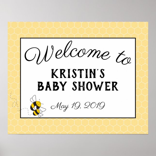Bumblebee baby shower affiche de bienvenue - grand (Devant)