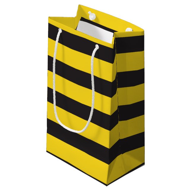Bumblebee Black Yellow Horizontal Lines Bumble Bee Kleine Geschenktüte (Vorderseite Schrägansicht)