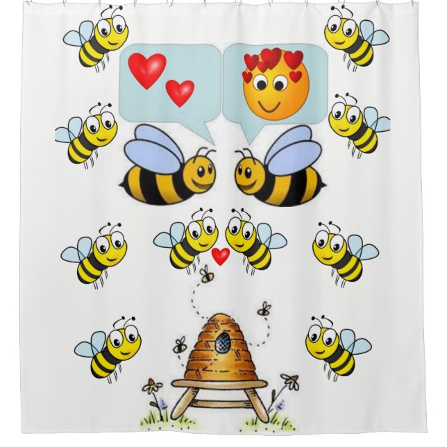 Bumblebee blanc jaune enfant douche rideau (Devant)