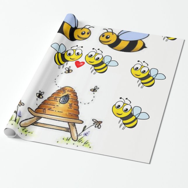 bumblebee enfants emballage papier cadeau (Déroulé)