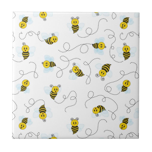 Bumblebee Flying Yellow Black Bumble Bee Fliese (Vorderseite)