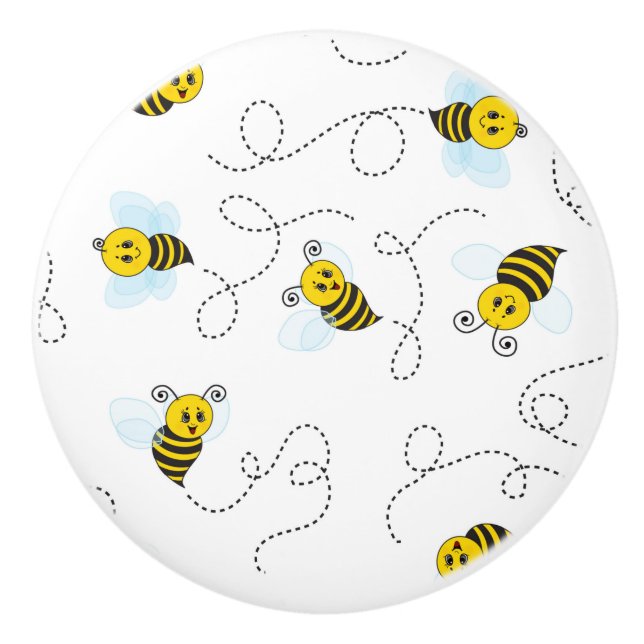 Bumblebee Flying Yellow Black Bumble Bee Keramikknauf (Vorderseite)