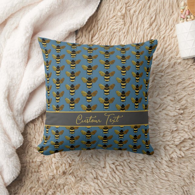 BUMBLEBEE GOLD BLACK BEE WIEDERHOLUNG PATTERBLAU KISSEN (Decke)