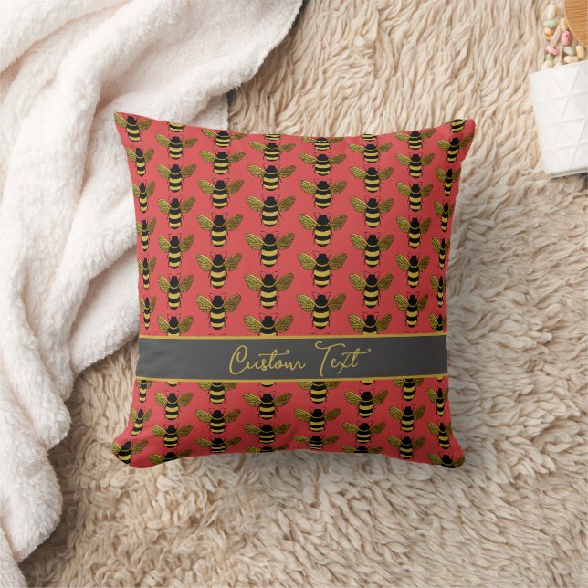 BUMBLEBEE GOLD SCHWARZ BIER WIEDERHOLEN PATTER ROT KISSEN (Decke)