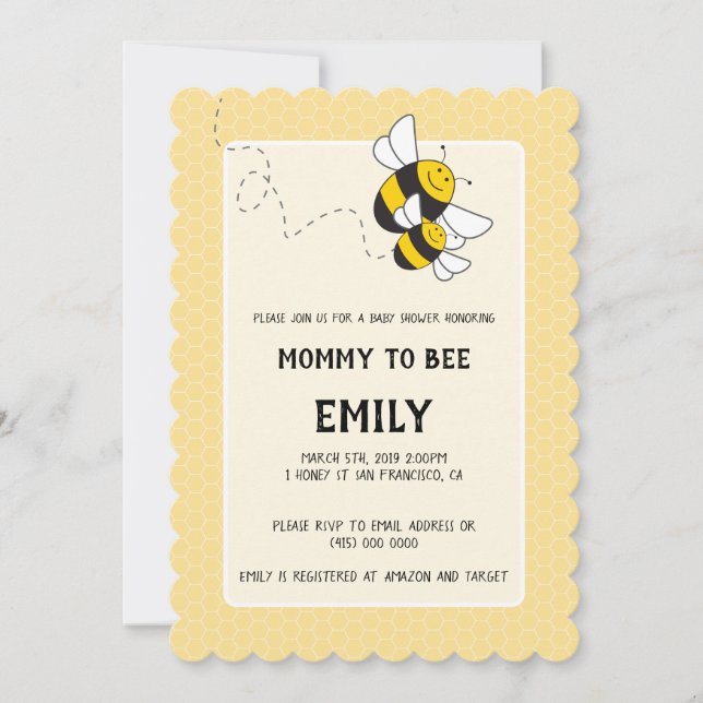 Bumblebee maman est une invitation baby shower (Devant)