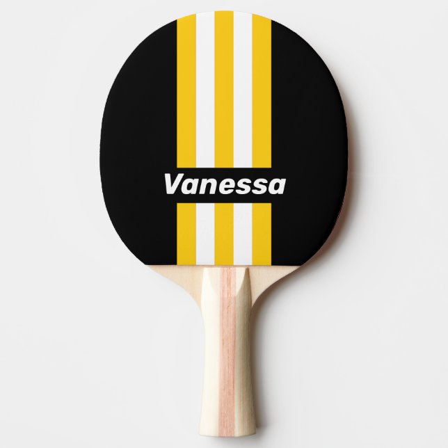 Bumblebee Nostalgic Pin Stripes with Name Tischtennis Schläger (Vorderseite)