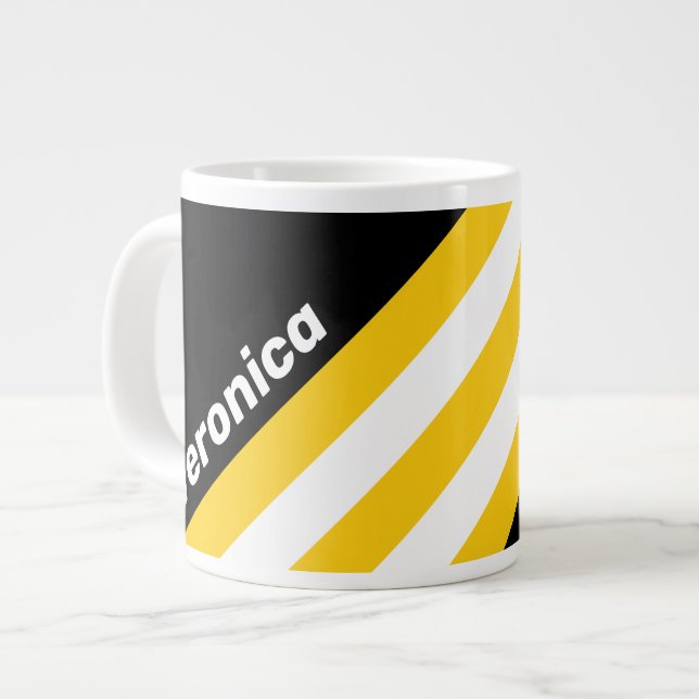Bumblebee Nostalgic Stripes with Name Jumbo-Tasse (Vorderseite Links)