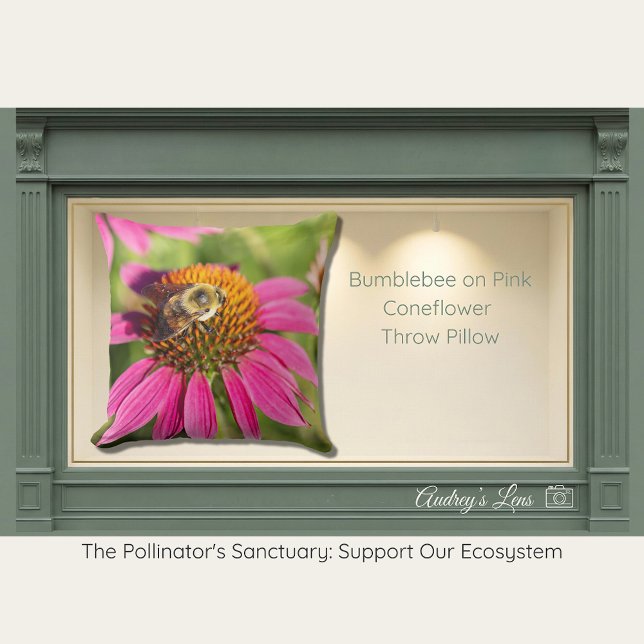 Bumblebee on Pink Coneflower Kissen (Von Creator hochgeladen)