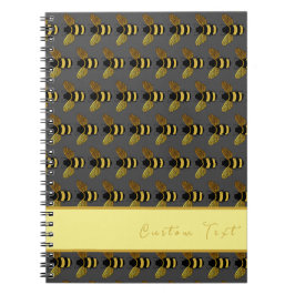 BUMBLEBEE PATTERN GOLD BLACK BEK ON GRAY BROWN NOTIZBLOCK