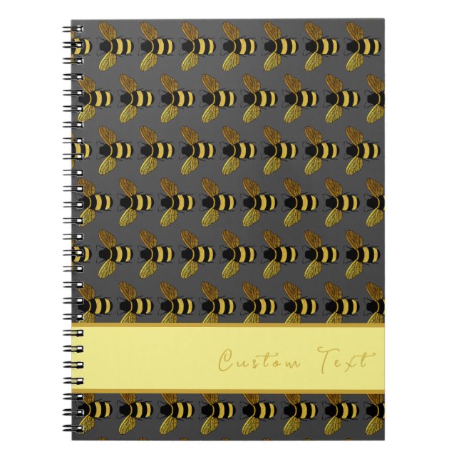 BUMBLEBEE PATTERN GOLD BLACK BEK ON GRAY BROWN NOTIZBLOCK (Vorderseite)
