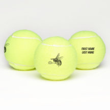 Bumblebee-Tennisspieler mit Text-Tennisball