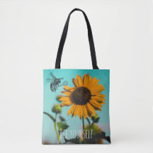 Bumblebetenspieler mit Sonnenblume und Text