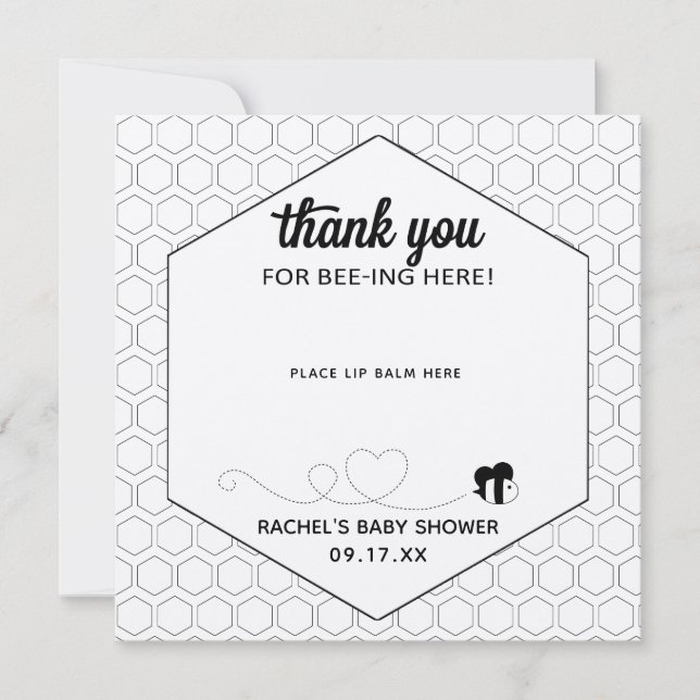 Bumblee Baby shower Lip Balm Favoriser la carte d' (Devant)
