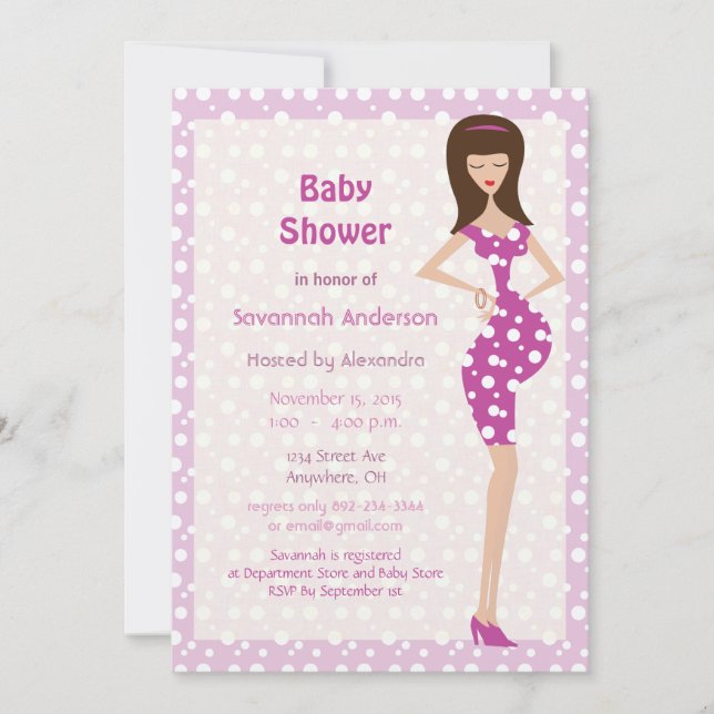 Bump Baby Girl Shower Einladungen (Vorderseite)
