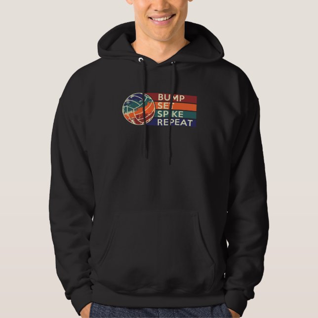 Bump Set Spike Repeat Volleyball Player Coach Hoodie (Vorderseite)