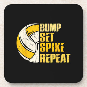 Bump Set Spike Wiederhole Volleyball Lustig Getränkeuntersetzer