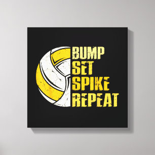 Bump Set Spike Wiederhole Volleyball Lustig Leinwanddruck