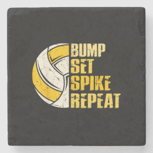 Bump Set Spike Wiederhole Volleyball Lustig Steinuntersetzer