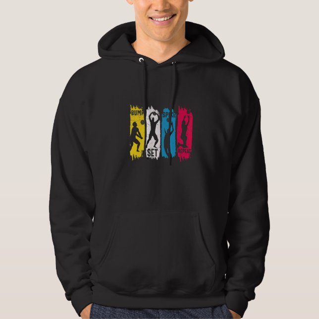 Bump Set Spike Wiederholung Volleyball Hoodie (Vorderseite)