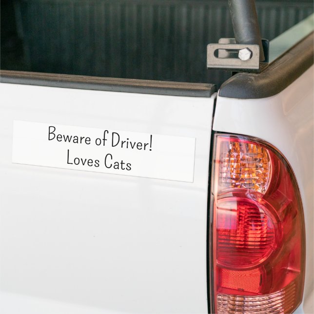 Bumper Sticker Beware of Driver Loves Cats  Autoaufkleber (Auf Lkw)