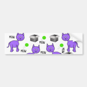 Bumper Sticker Chat Violet Kittens Meow