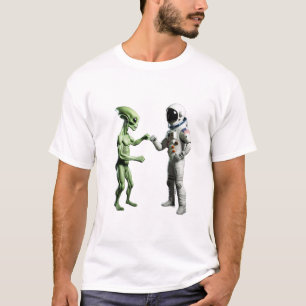 Bumping Fists, Astronaut & Alien T - Shirt Sci-fi