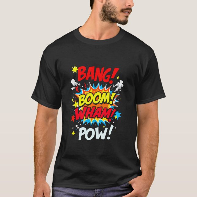 BUMS! PENG! WUMM! KNALL! Comic-Design T-Shirt (Vorderseite)