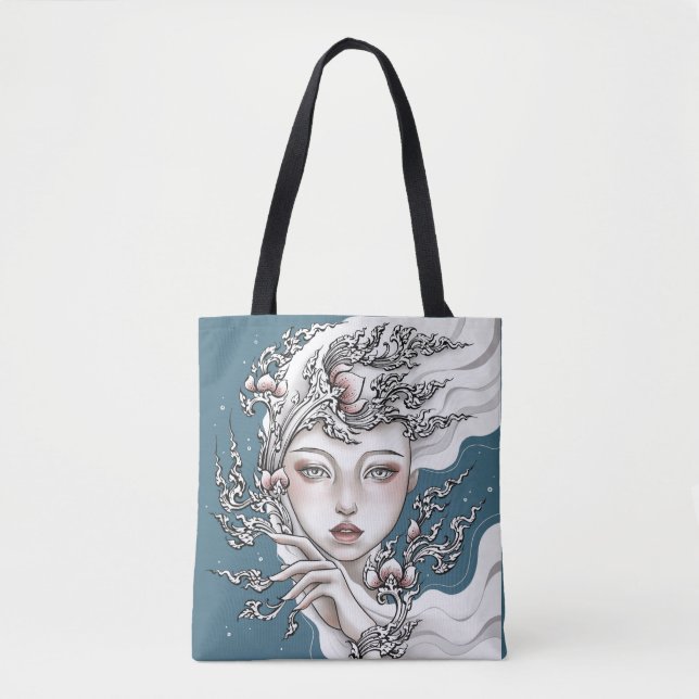 Bumsen Göttin des blauen Thailänder-Lotus Tasche (Vorderseite)