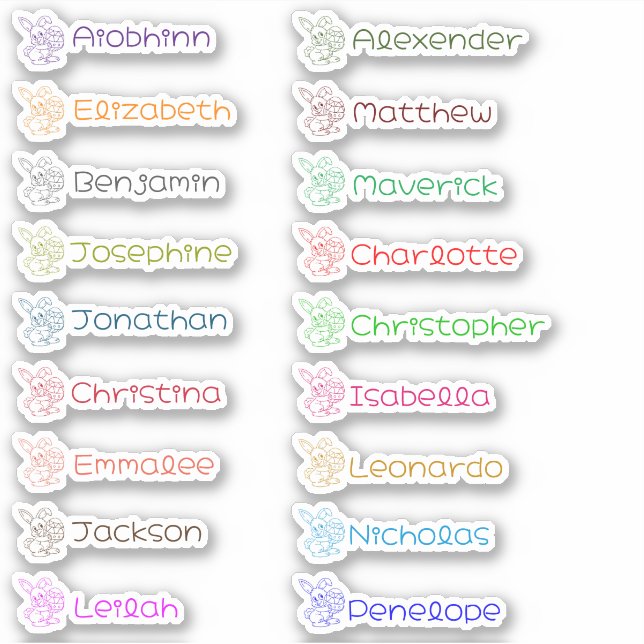 Bun Bun Custom Multiple Names Stickers Aufkleber (Vorderseite)