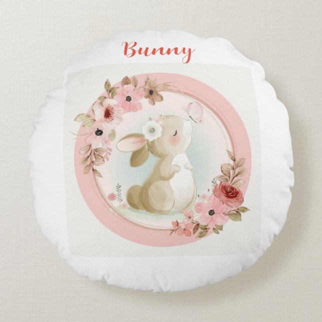 Bun Bun Love : Coussin de lapin rond (Devant)
