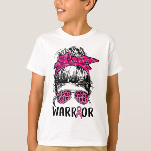 Bun Gles tragen rosa Krieger Brustkrebs Bewusstsei T-Shirt
