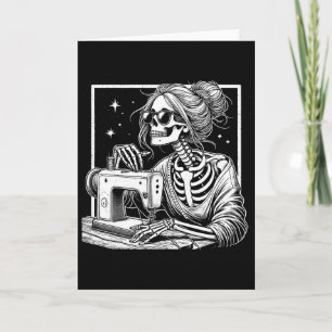 Bun Haar Skelett Näherin Quilter Halloween Nähen F Karte