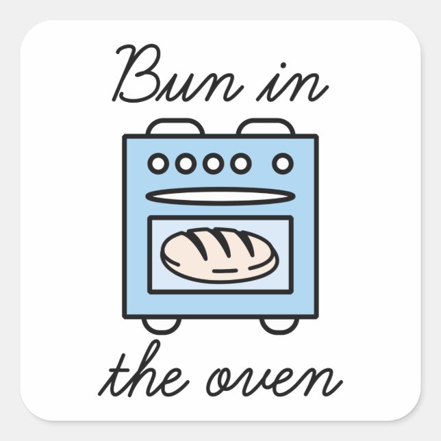 Bun im Ofen Quadratischer Aufkleber (Vorderseite)