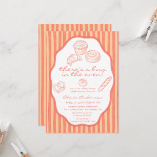 Bun im Ofen rosa Nadelstreifen Baby Shower Einladung