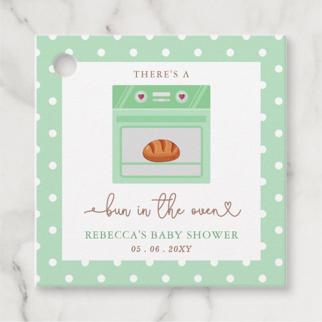Bun in der neutralen Baby-Dusche des Ofens Geschle Geschenkanhänger (Vorderseite)