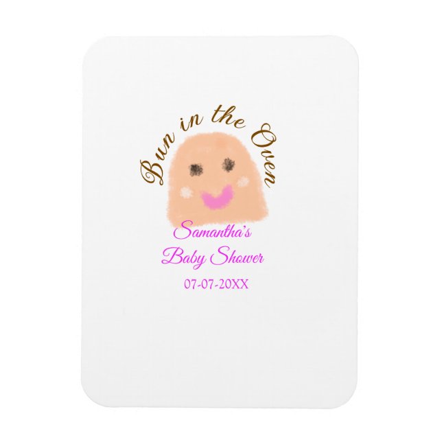 Bun in der ofenbeige duftende Babydusche rosa Br Magnet (Vertikal)