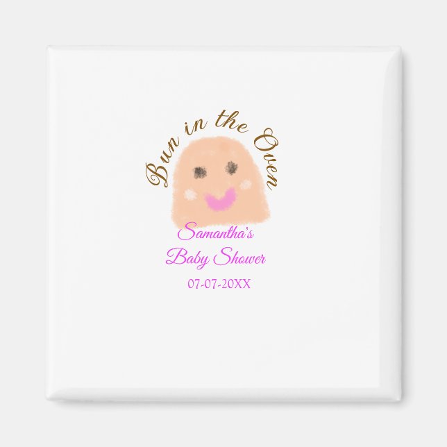 Bun in der ofenbeige duftende Babydusche rosa Br Magnet (Vorne)